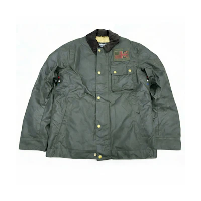 Barbour Green Waxed Cotton Jacket with Collar and Button-up Design MWX1853SG91