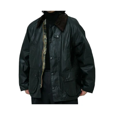 Barbour Green Waxed Jacket with Hidden Zip and Long Sleeves MWX0018BSM37