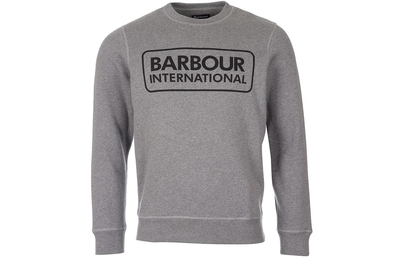 Barbour Grey Crewneck Sweatshirt with Letter Print Long Sleeves MOL0156GY57