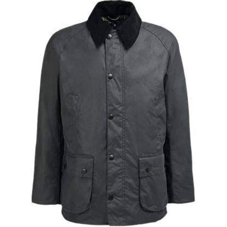 Barbour Grey Waxed Canvas Jacket with Collar and Button-Front Design MWX0339-GREY