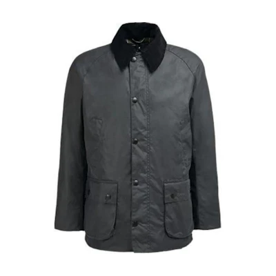Barbour Grey Waxed Canvas Jacket with Collar and Button-Front Design MWX0339-GREY