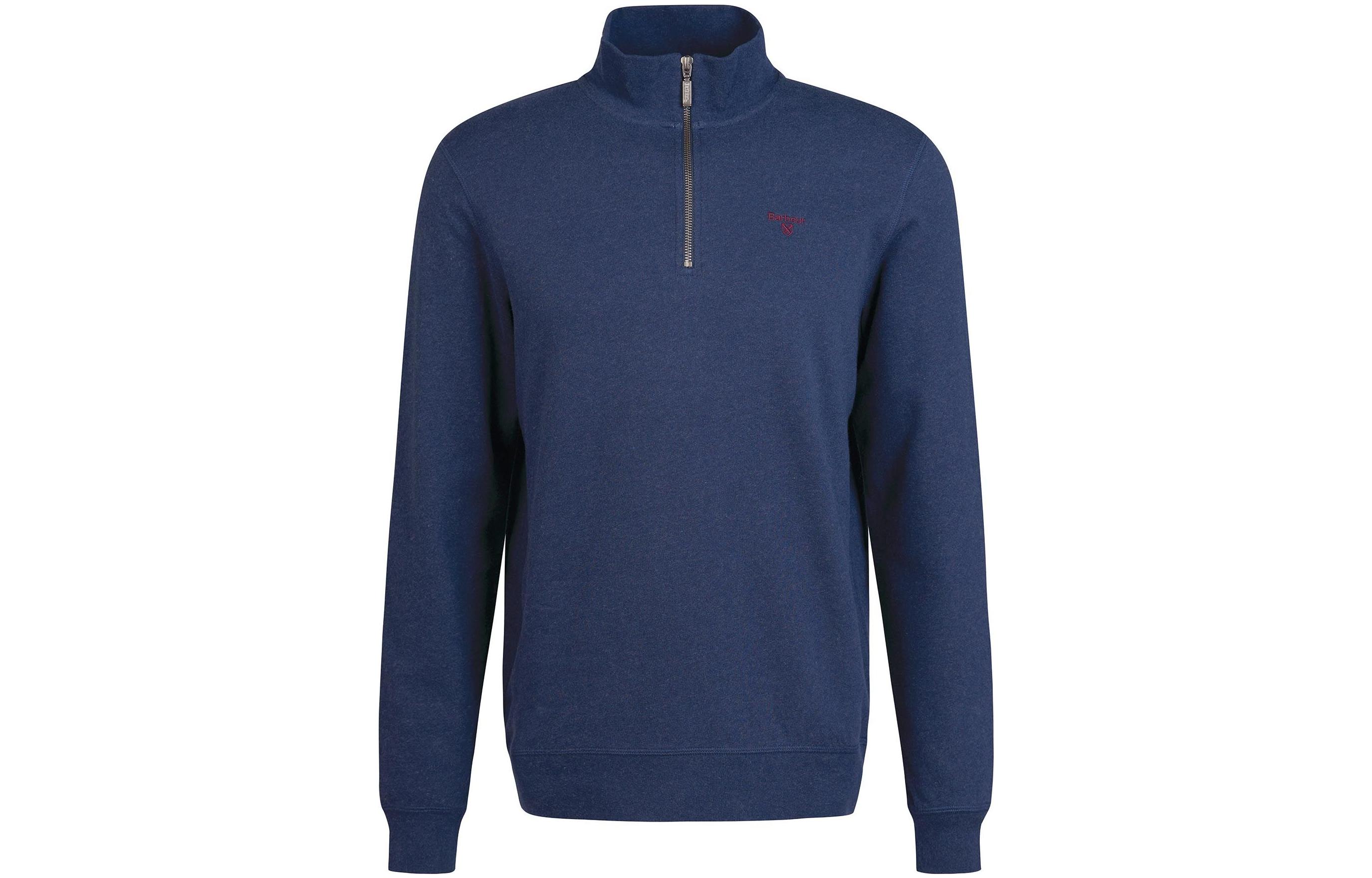 Barbour Half-Zip Plaid Patchwork Collar Sweatshirt Blue MOL0411NY72