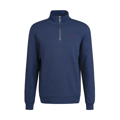 Barbour Half-Zip Plaid Patchwork Collar Sweatshirt Blue MOL0411NY72