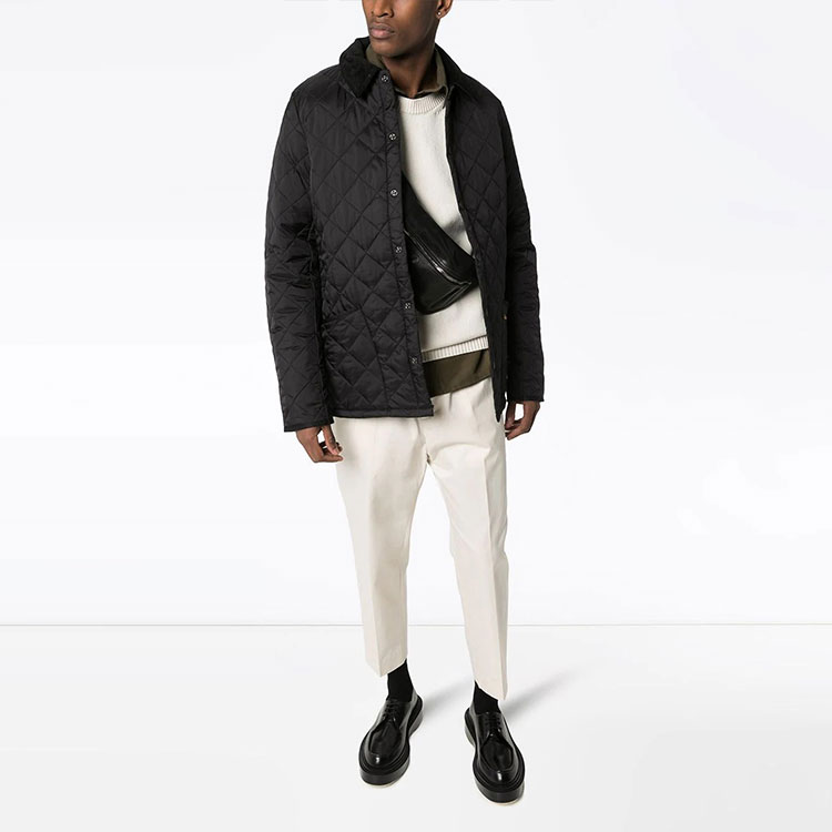 Shop 巴伯尔经典黑色格纹翻领男士夹克 MQU0240BK11
