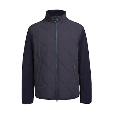 Barbour Hybrid Fleece Jacket Navy Blue Zip-Up Casual Outerwear MFL0145NY71