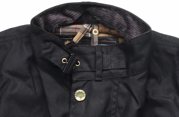 BARBOUR International 黑色蠟棉外套 立領設計專業騎士風格夾克。 MWX0004BK51 Details for BARBOUR International 黑色蠟棉外套 立領設計專業騎士風格夾克。 MWX0004BK51