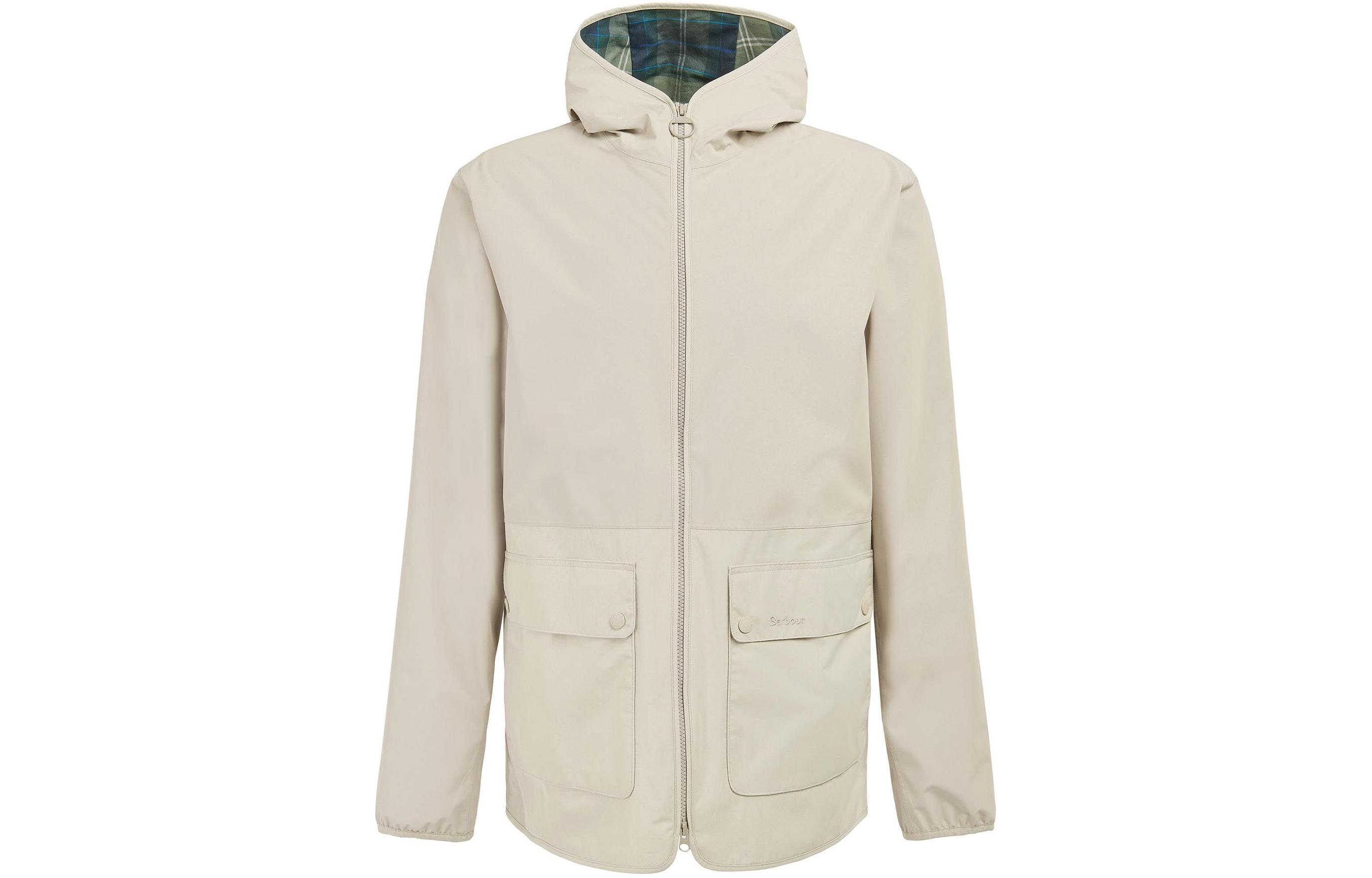 Barbour Kennet Waterproof Jacket White Hooded Zip-Up Long Sleeve Coat MWB1059ST11