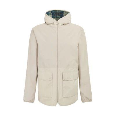 Barbour Kennet Waterproof Jacket White Hooded Zip-Up Long Sleeve Coat MWB1059ST11