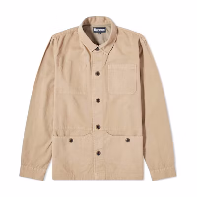 Barbour Khaki Solid Cotton Collared Slim-Fit Buttoned Jacket MOS0154ST51