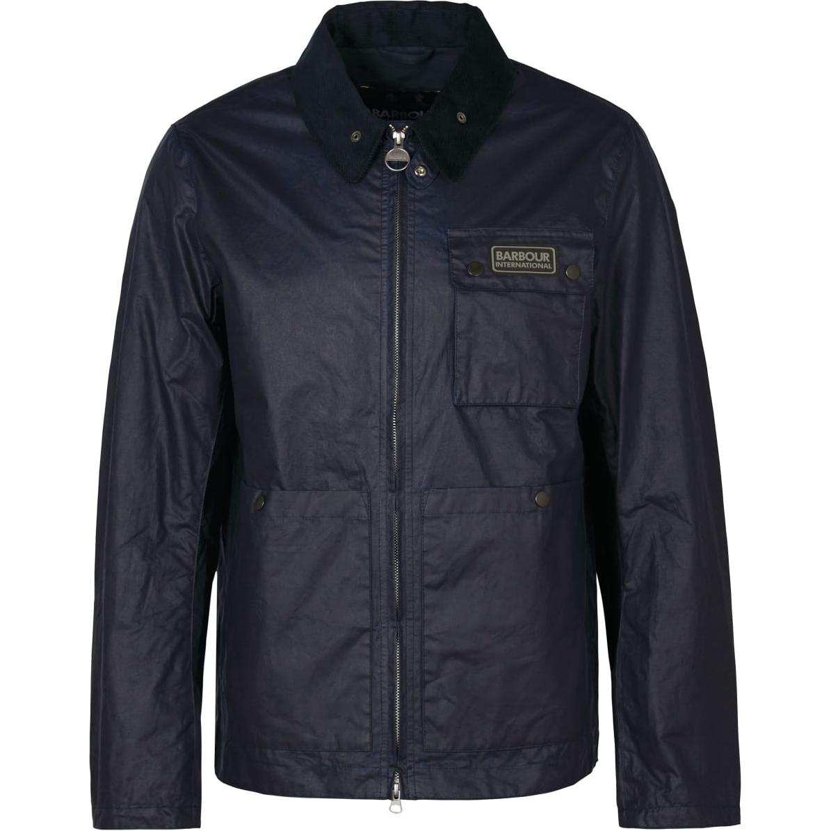 Barbour Logo Collar Zip Pocket Navy Blue Long Sleeve Jacket for Men MWX2160