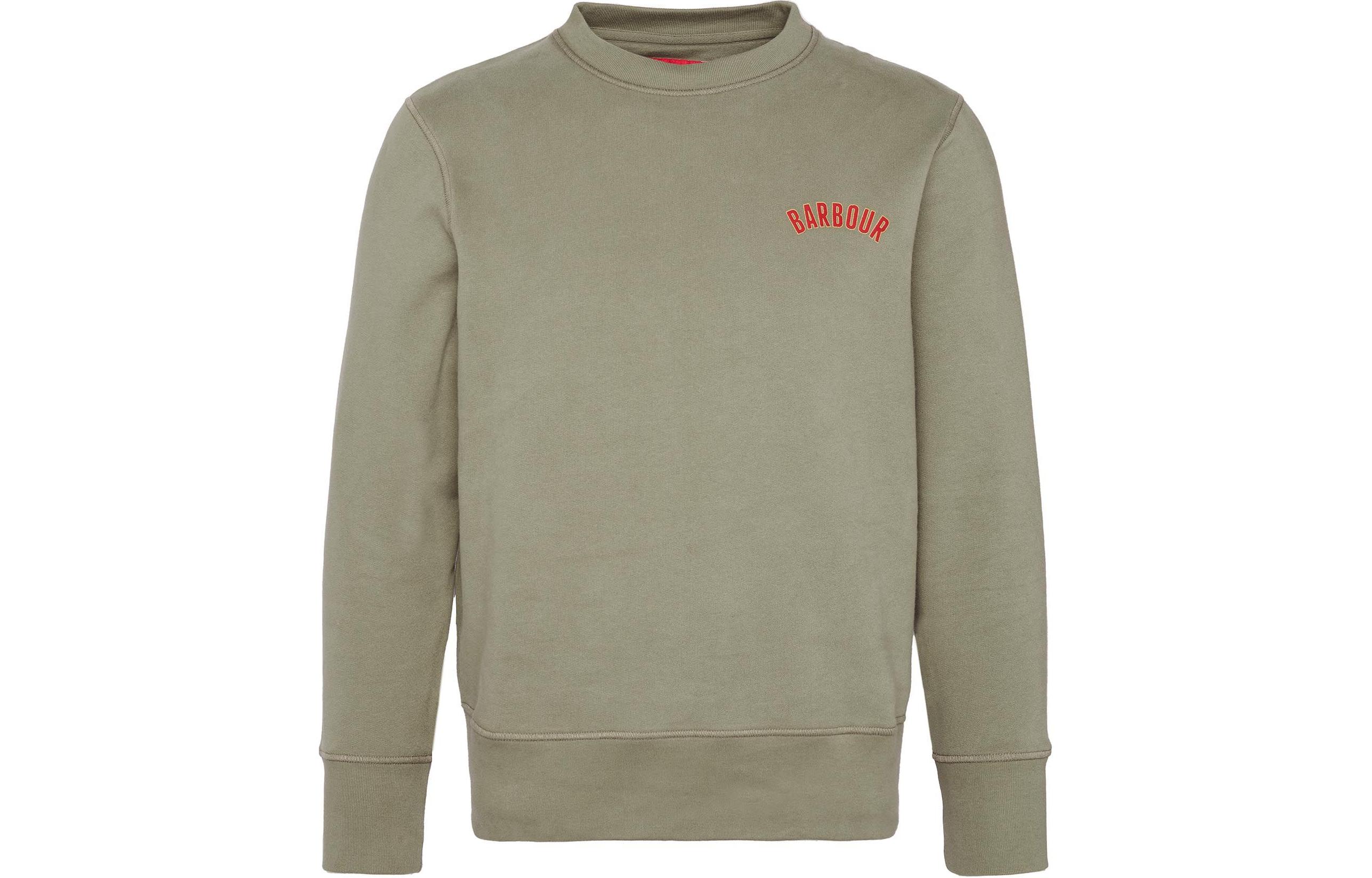 Barbour Logo Print Crewneck Sweatshirt Olive Green MOL0590OL51
