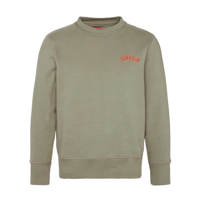 Barbour Logo Print Crewneck Sweatshirt Olive Green MOL0590OL51
