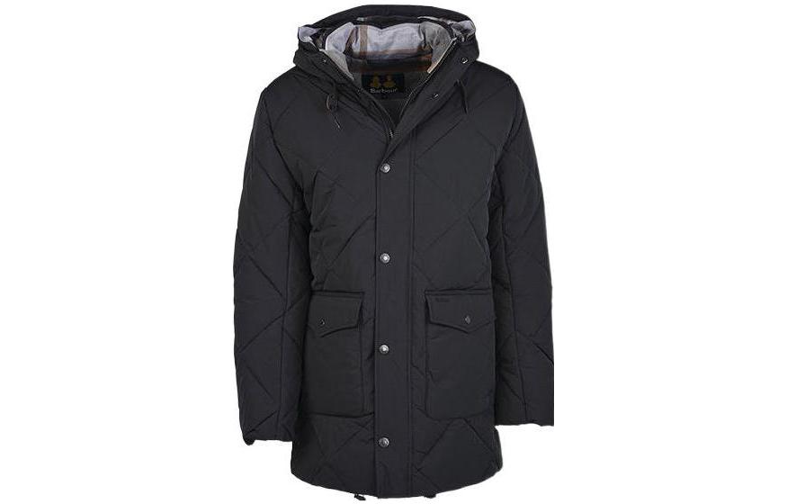 Barbour Mid-Length Quilted Hooded Jacket Solid Black MQU1555-BK