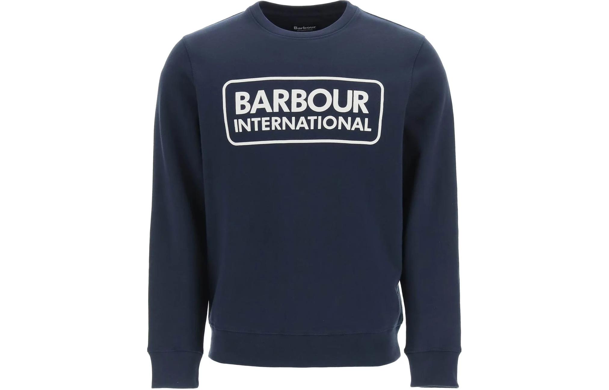 Barbour Navy Blue Letter Print Crewneck Pullover Sweatshirt MOL0156NY91