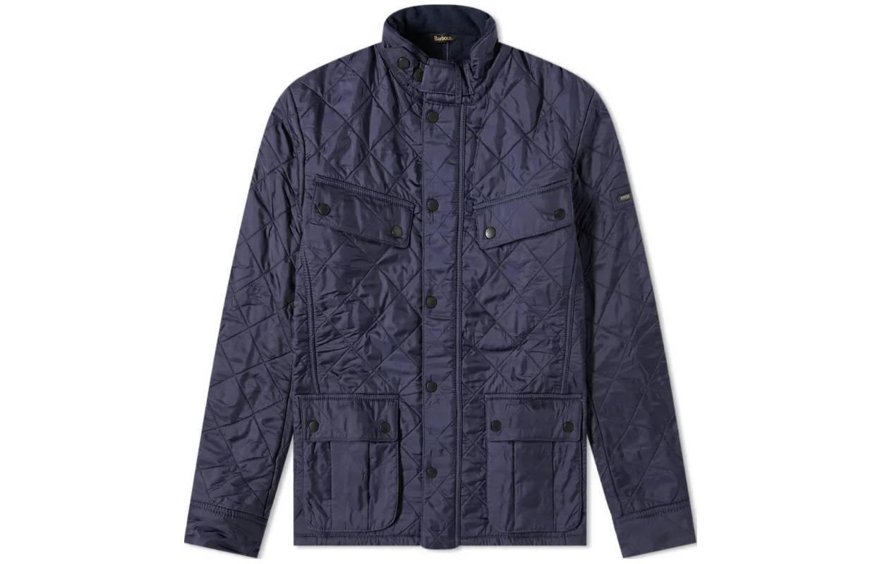 Barbour Navy Blue Solid Zip-Up High Collar Jacket MQU1591NY91