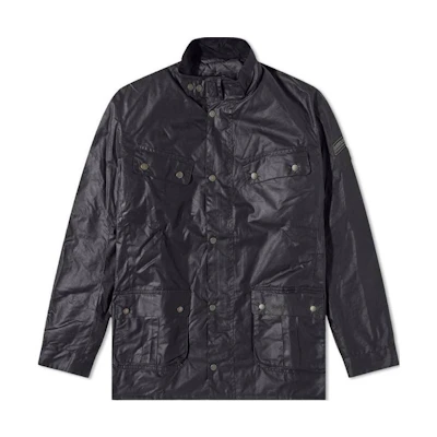 Barbour Navy Oil Wax Jacket - Solid Slim Fit Collared Long Sleeve MWX2140NY91