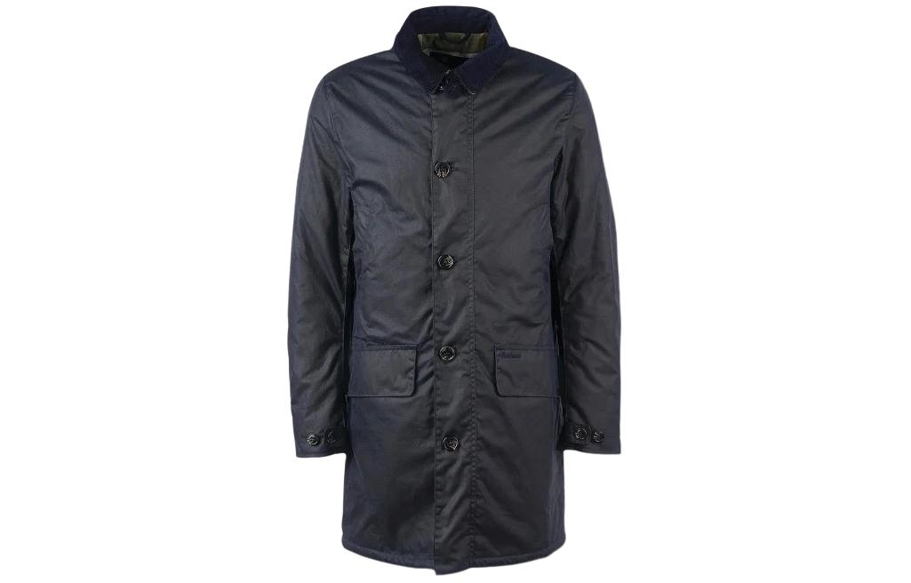 Barbour Navy Slim Fit Waxed Jacket for Men with Zipper and Collar MWX1861-NY93