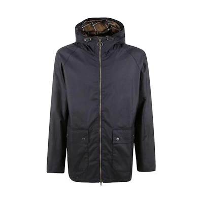 Barbour Navy Waxed Hooded Zip Jacket MWX2207NY92