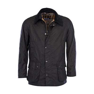 Barbour Navy Waxed Jacket with Solid Check Pattern MWX0339-BU