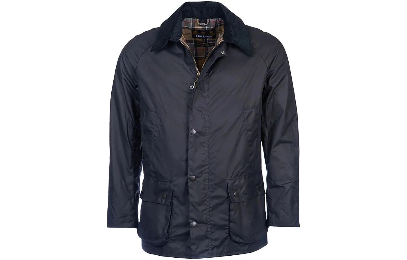Barbour Navy Waxed Jacket with Solid Zipper and Collar 232MMWX0339-NY92