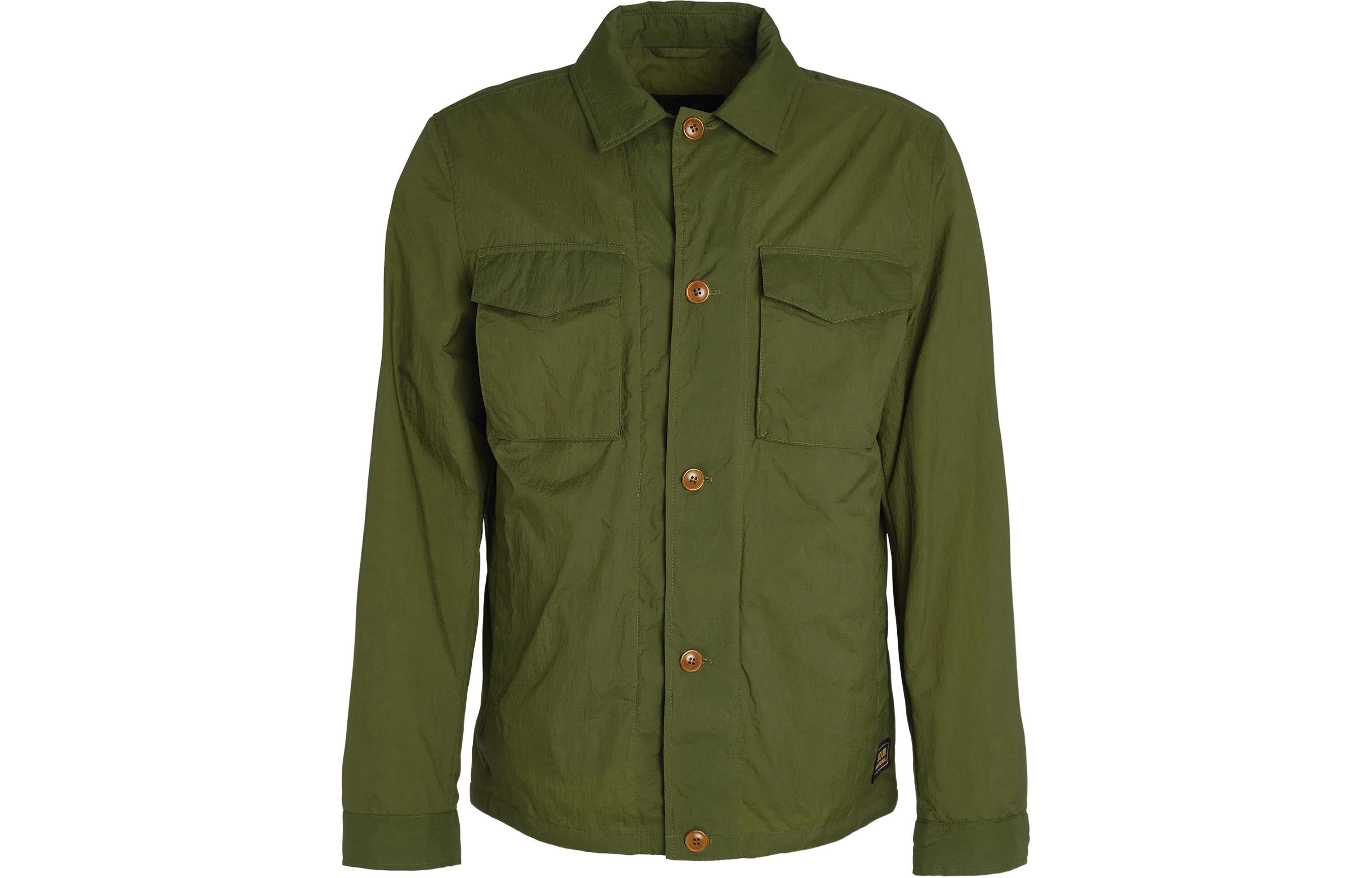 Barbour Neale Olive Overshirt Jacket Solid Color with Buttoned Pockets MCA0988OL31