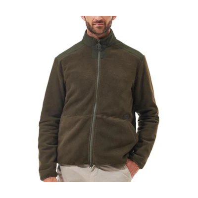 Barbour Olive Colorblock Zip-Up Jacket with Stand Collar MFL0147OL71