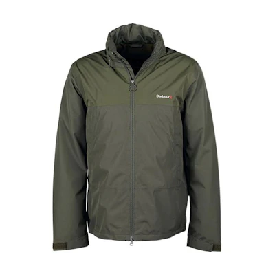 Barbour Olive Green Colorblock Logo Print Zip-Up Jacket MWB1012OL51