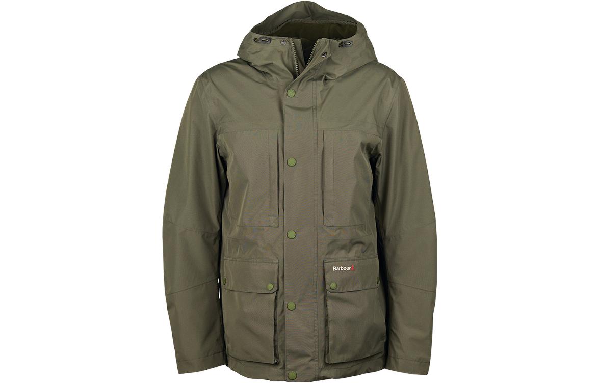 Barbour Olive Green Solid Outdoor Waterproof Hooded Jacket MWB1011-GN