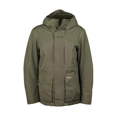 Barbour Olive Green Solid Outdoor Waterproof Hooded Jacket MWB1011-GN