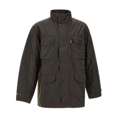 Barbour Olive Green Waxed Cotton Jacket with Button Closure MWX0020OL71
