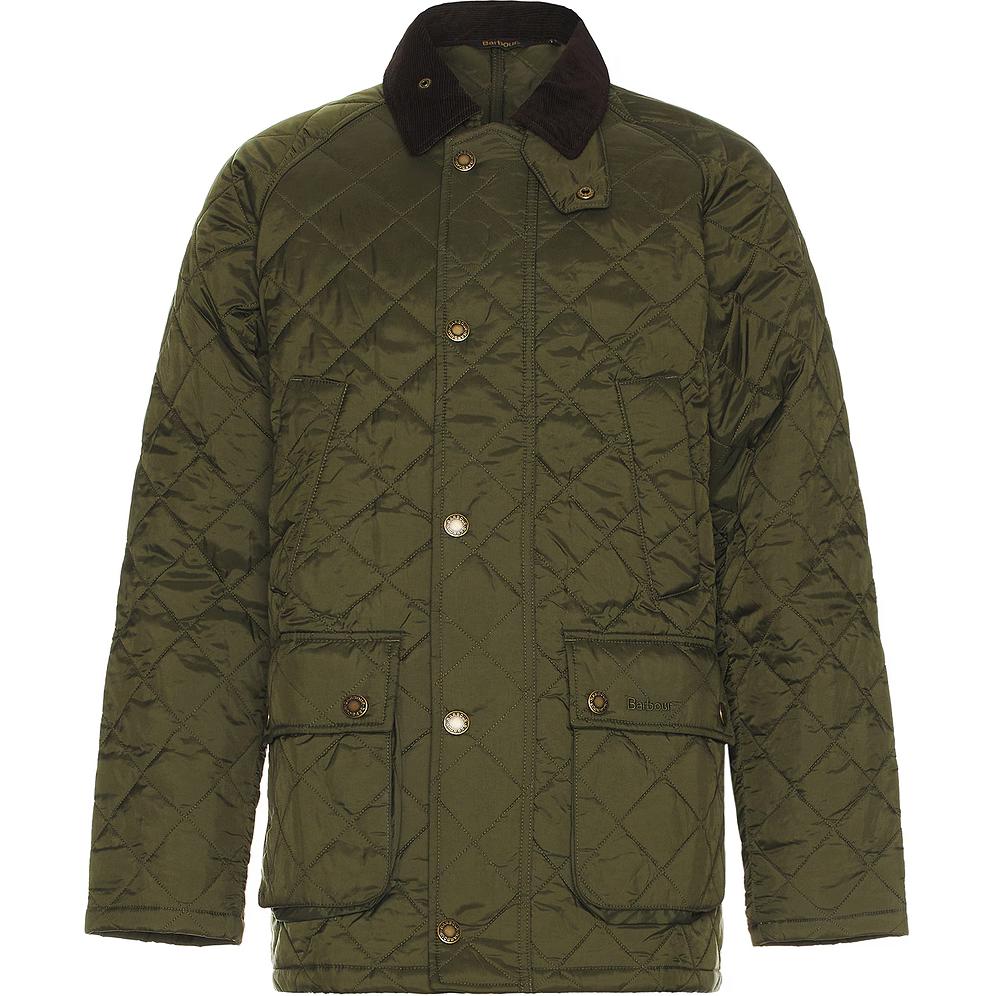 Barbour Olive Green Zip-Up Jacket with Plain Collar and Long Sleeves MQU1638-OL91