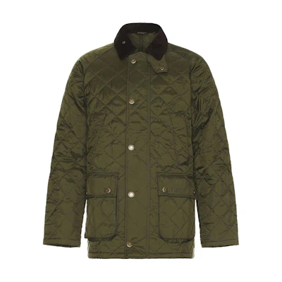 Barbour Olive Green Zip-Up Jacket with Plain Collar and Long Sleeves MQU1638-OL91