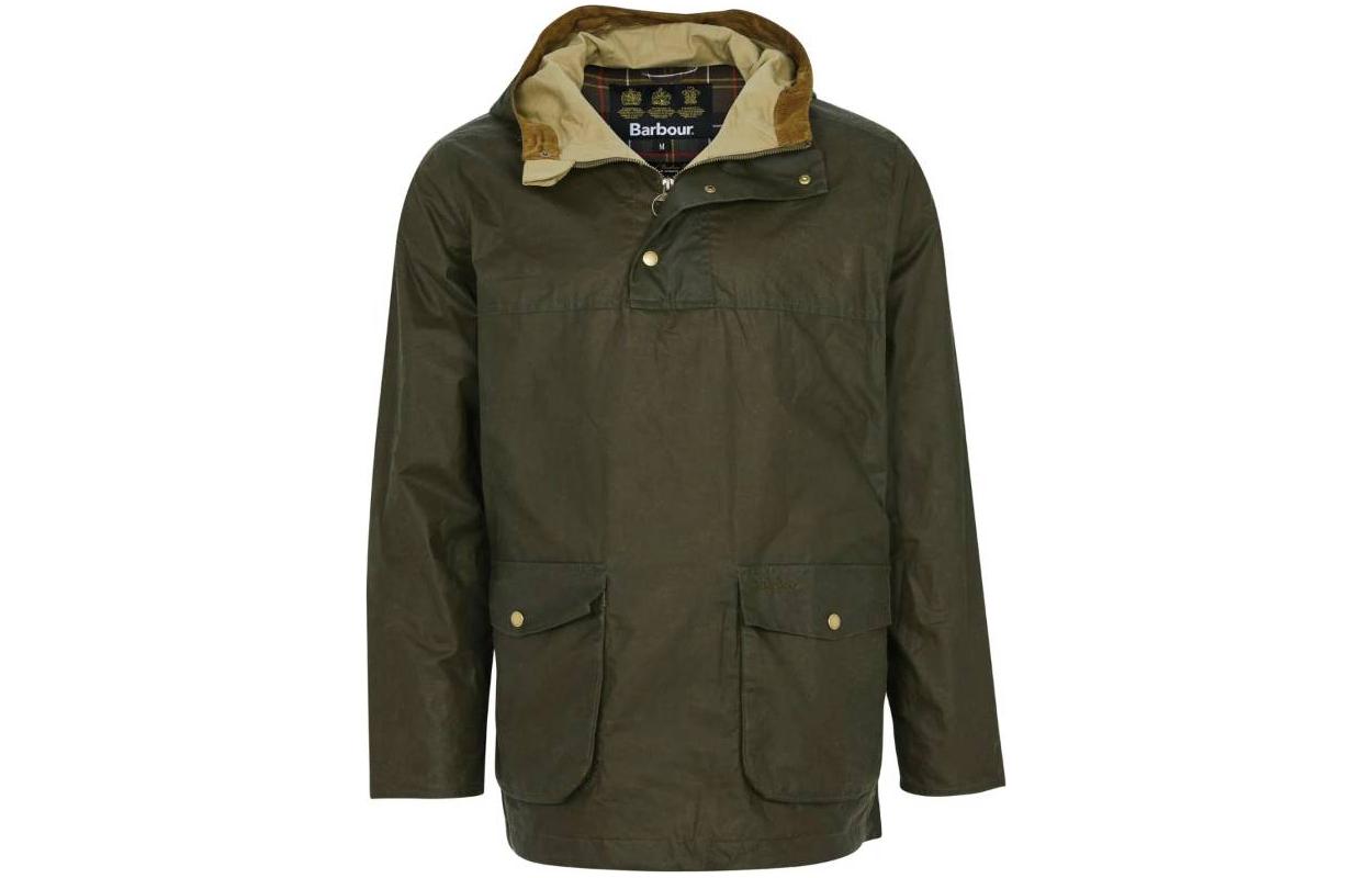 Barbour Olive Hooded Waxed Jacket with Zip Closure and Solid Design MWX1796OL51