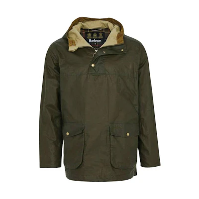 Barbour Olive Hooded Waxed Jacket with Zip Closure and Solid Design MWX1796OL51