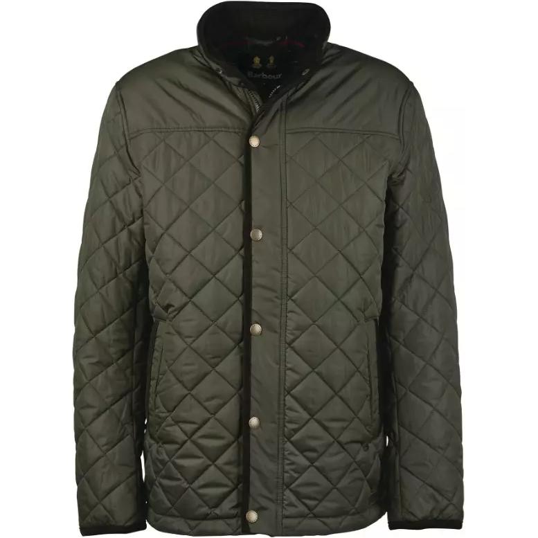 Barbour Olive Quilted Zip-Up Long Sleeve Jacket with Stand Collar MQU1449GN91