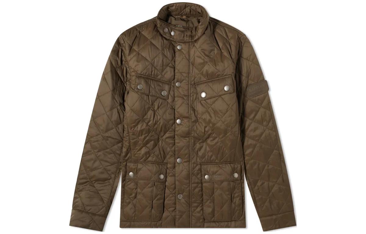 Barbour Olive Solid Slim Fit Stand Collar Zip-Up Jacket MQU025-1OL71