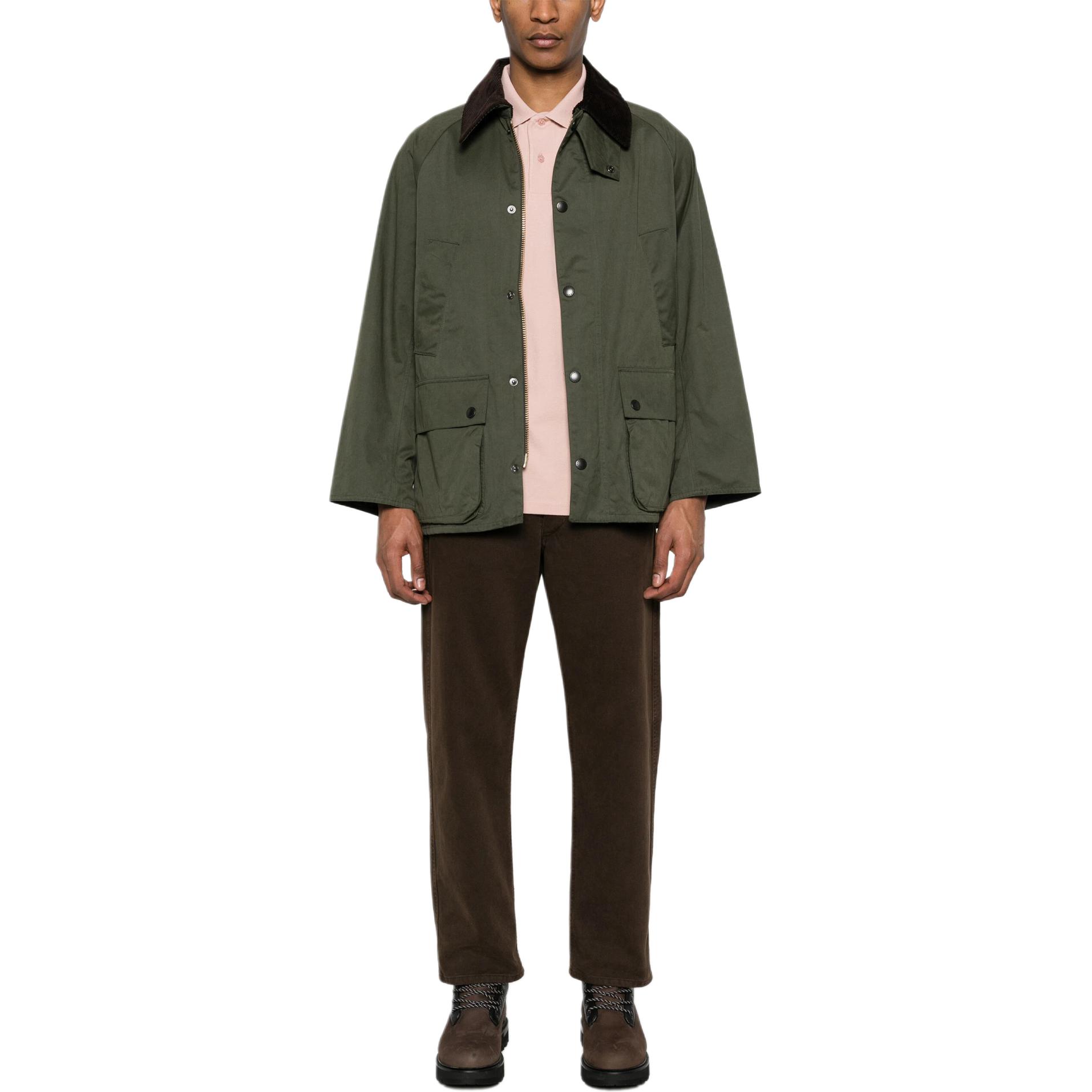 Lookbook 바버 OS 비데일 루즈핏 왁스프리 그린 스웨이드 긴팔 자켓 MCA0933SG71SG71