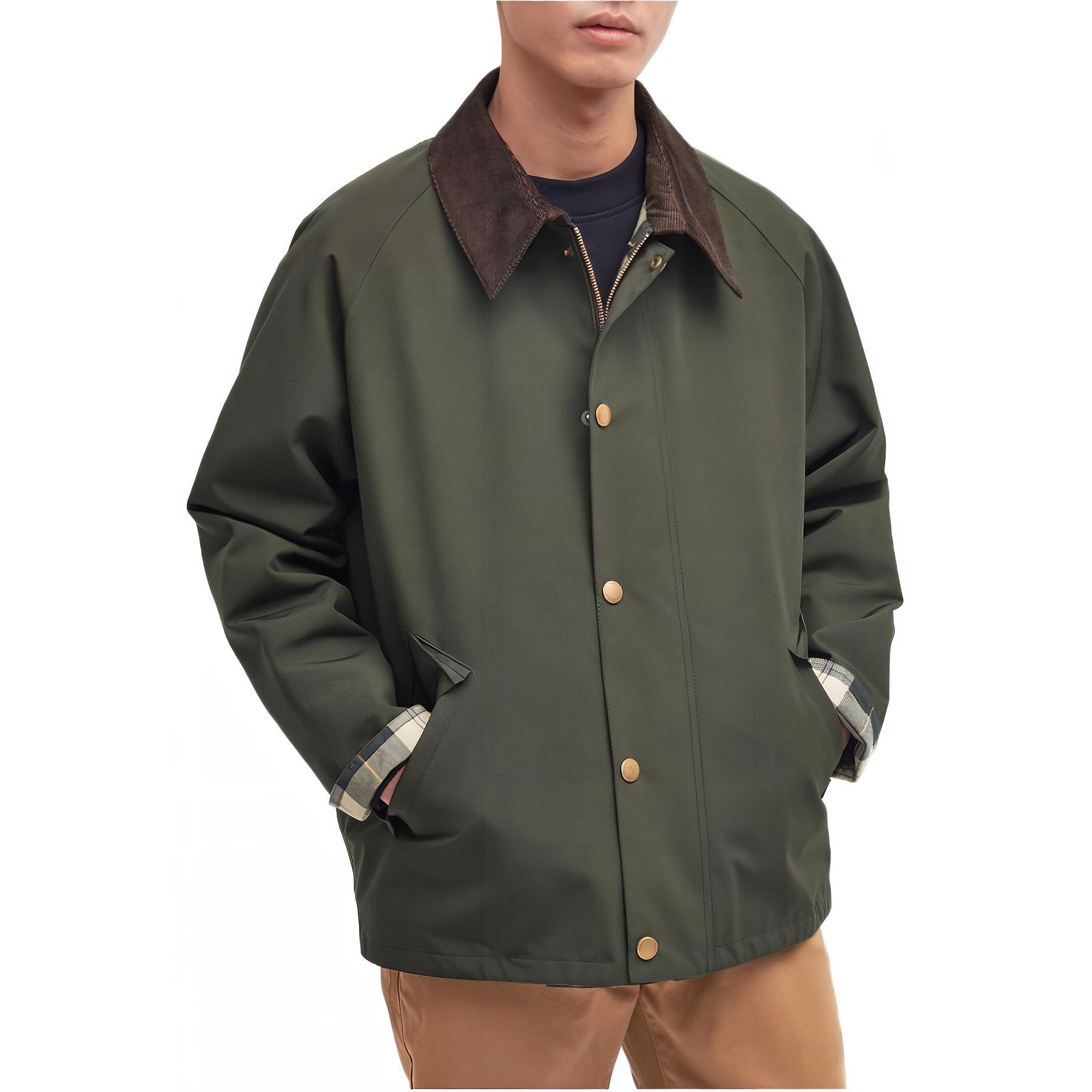 BARBOUR OS Reversible Transporter Unwaxed Jacket Unisex Army Green. MCA0963SG51