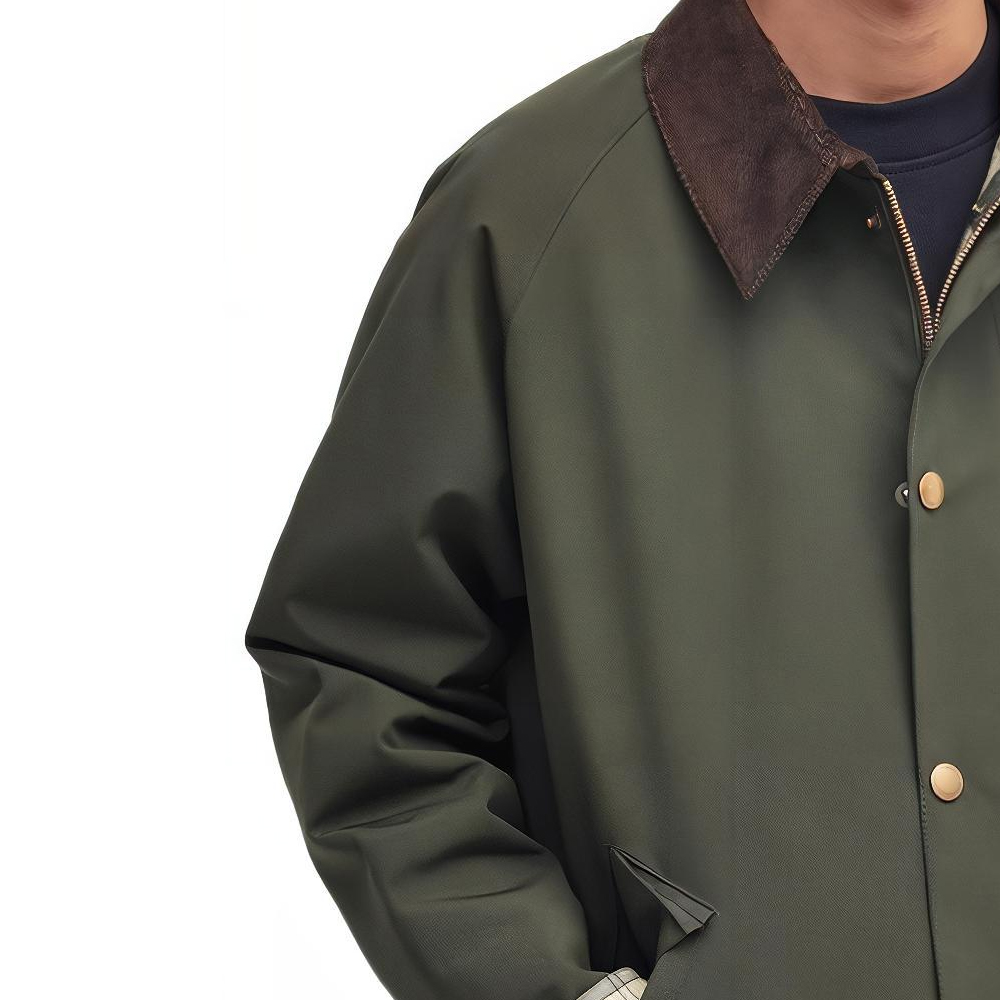 Purchase 巴伯尔OS可翻转双面未上蜡夹克男女同款军绿色. MCA0963SG51