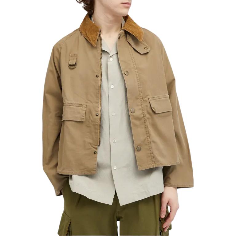 Shop Barbour Jaket Khaki Lengan Panjang Single-Breasted Point Collar Patchwork MCA0967-TA51