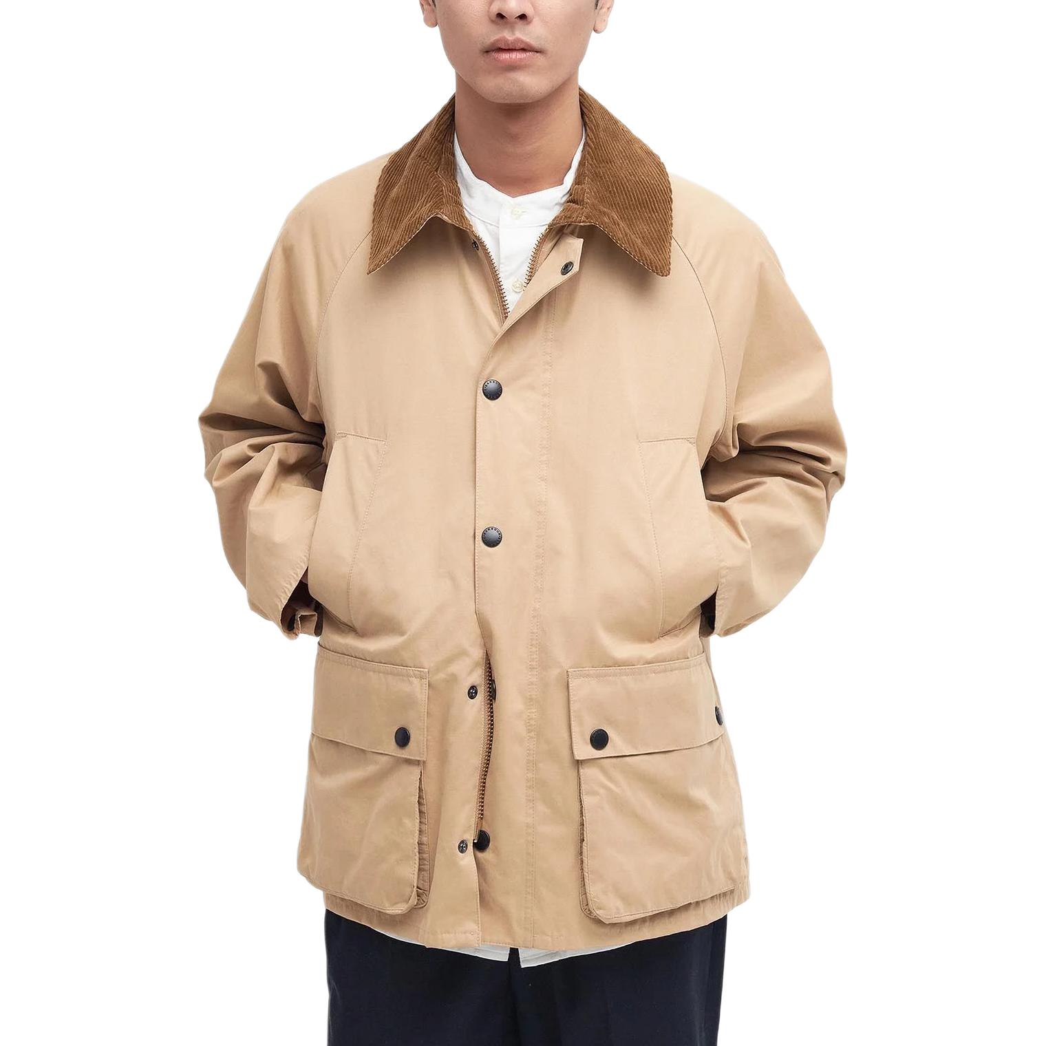 Shop BARBOUR 仿麂皮宽松Bedale休闲夹克米色长袖外套 MCA0933ST51