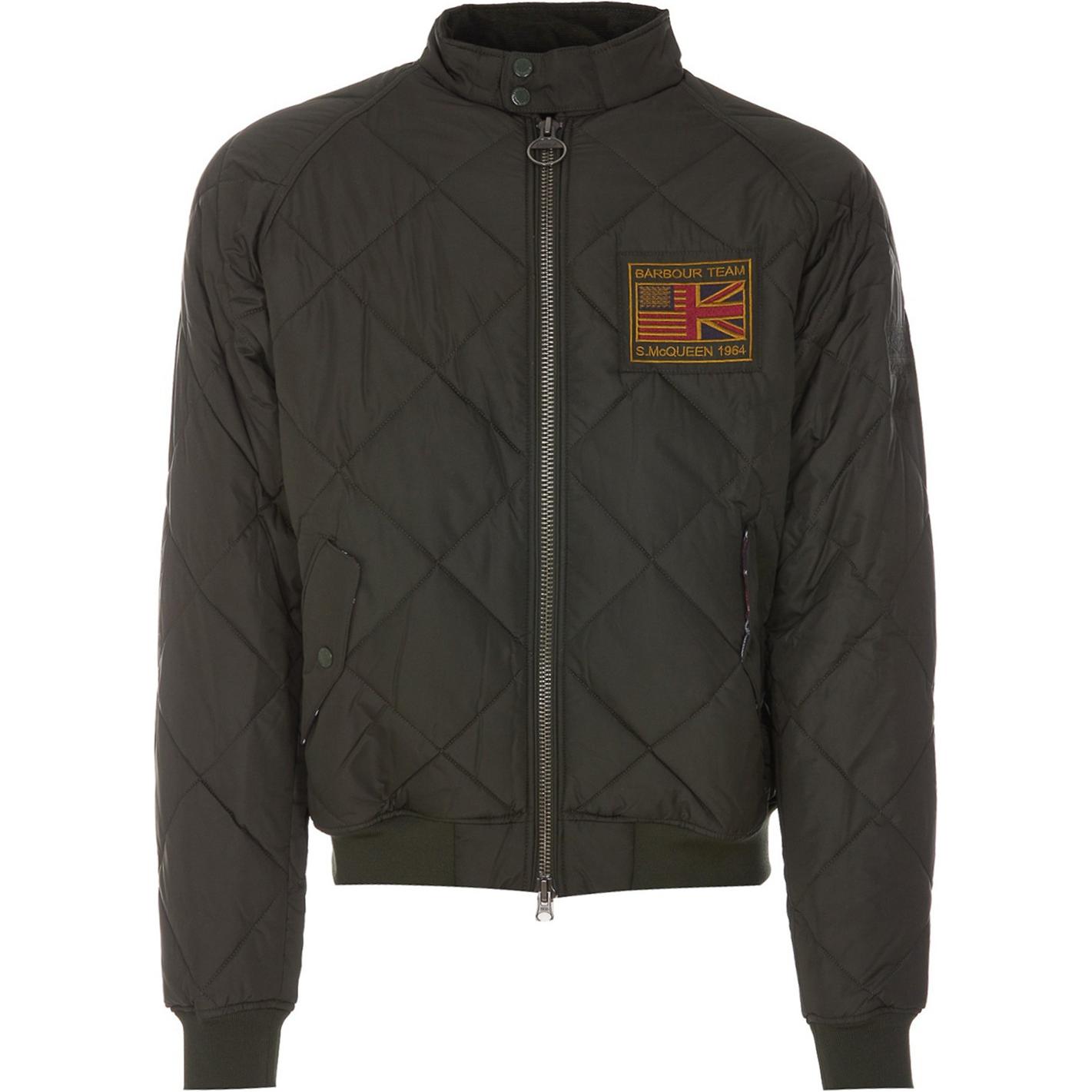 Barbour Quilted Bomber Jacket with Zip and Stand Collar Green () MQU1326GN91