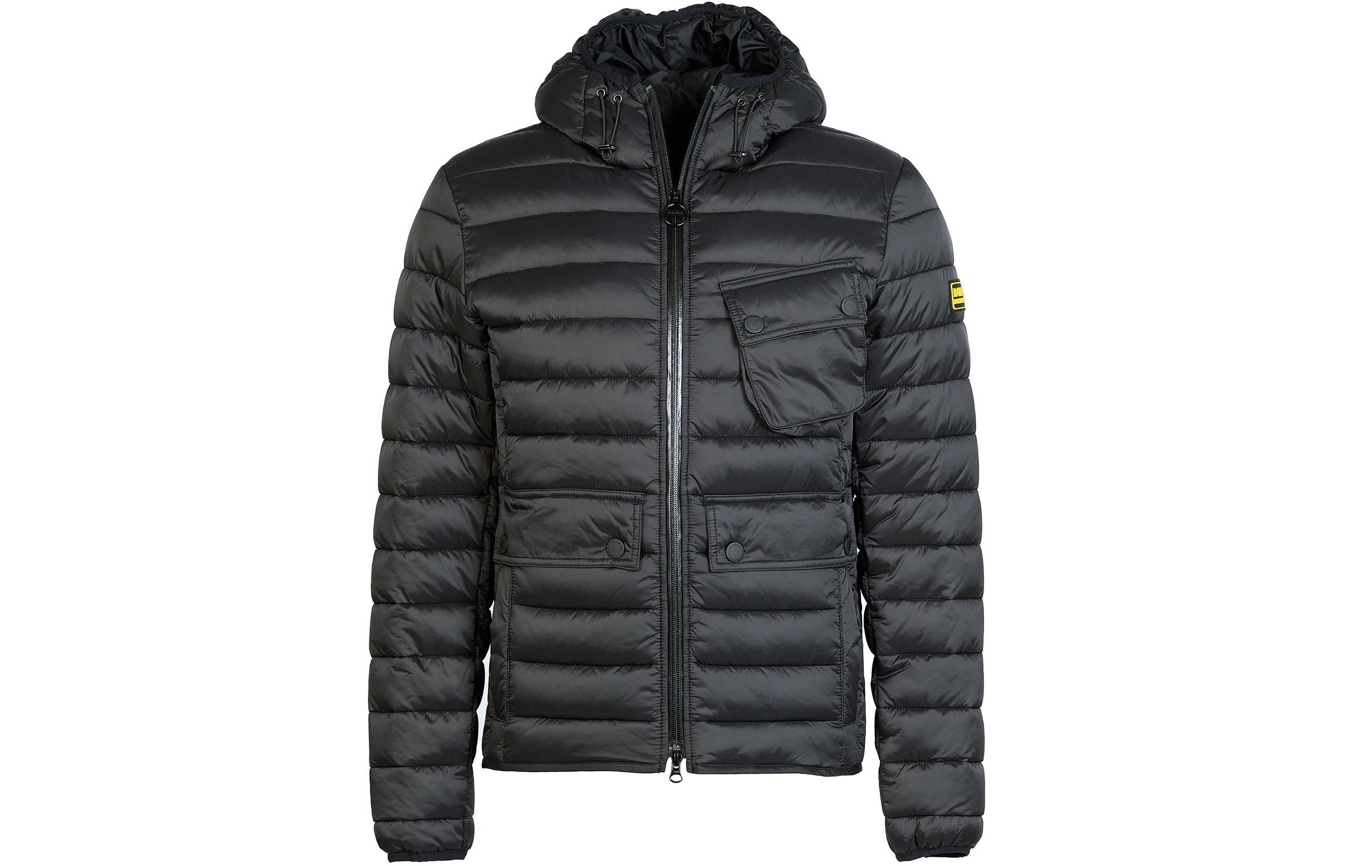 Barbour Racer Ouston Hooded Quilted Jacket Black Zip-Up Outerwear MQU1590BK91