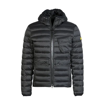 Barbour Racer Ouston Hooded Quilted Jacket Black Zip-Up Outerwear MQU1590BK91