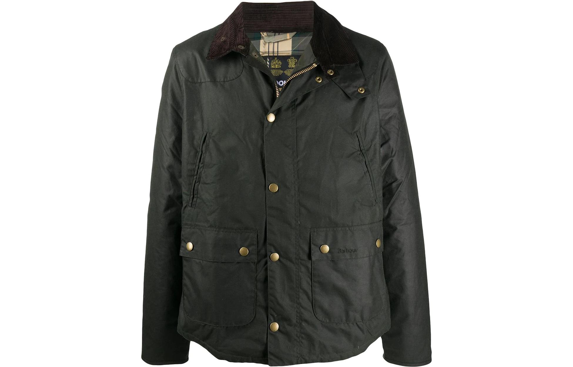 Barbour Reelin Classic  6oz Waxed Cotton Jacket with Corduroy Collar. MWX1106MWXSG51