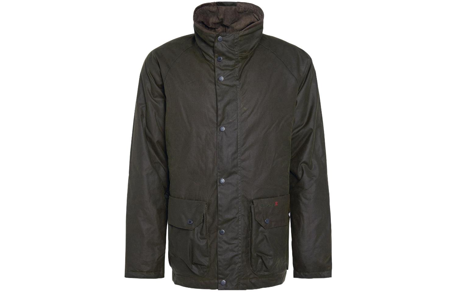 Barbour Saltburn Waxed Jacket Green Two-Tone Collar Long Sleeve Outerwear MWX2265OL99