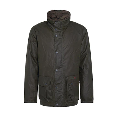 Barbour Saltburn Waxed Jacket Green Two-Tone Collar Long Sleeve Outerwear MWX2265OL99