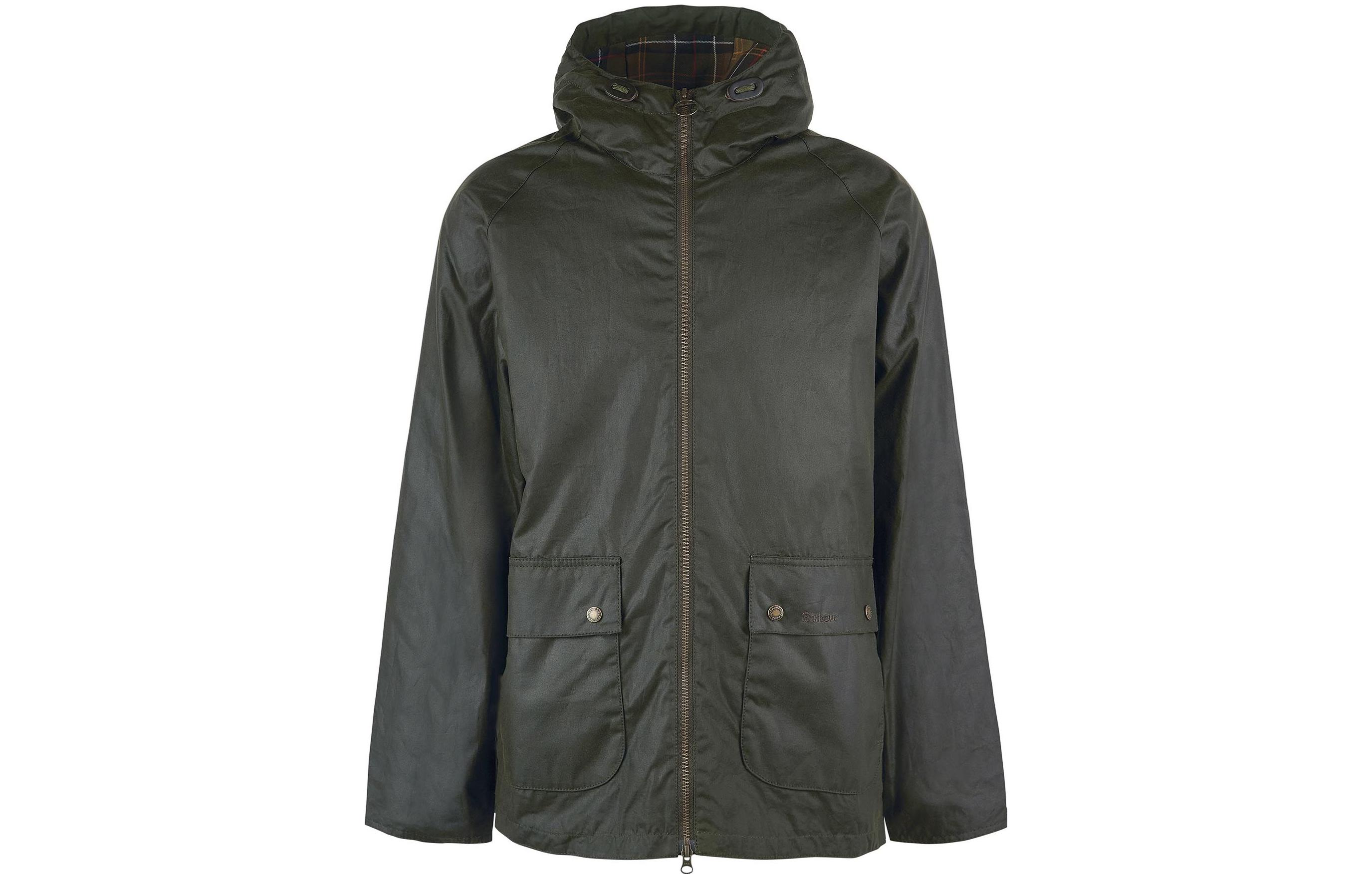 Barbour Short Hooded Bedale Wax Jacket Green Fitted Zip-Up Outerwear MWX2207OL52