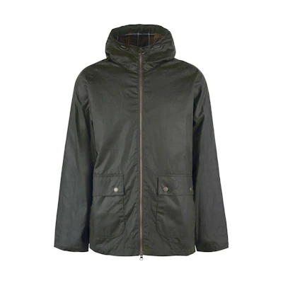 Barbour Short Hooded Bedale Wax Jacket Green Fitted Zip-Up Outerwear MWX2207OL52