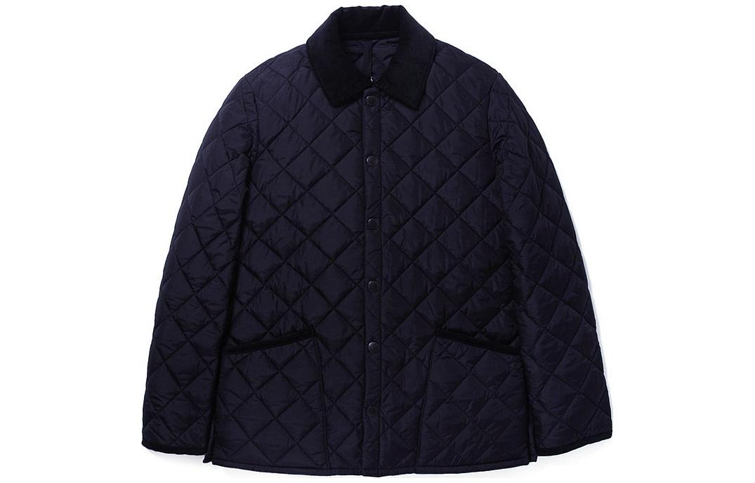 Lookbook Barbour Slim Fit Jaket Kasual Berkolar Quilted Biru Navy MQU1348NY92